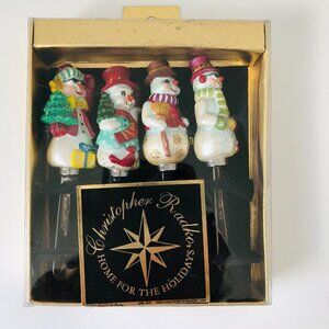 Christopher Radko‎ Holiday Spreader Set 4 Cheese Snowmen New Pate Christmas